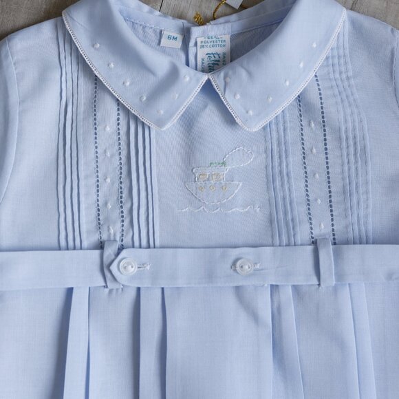 Feltman Brothers Heirloom Blue Romper Creeper RARE DESIGN Steamboat 6 Month NWT - Picture 2 of 4